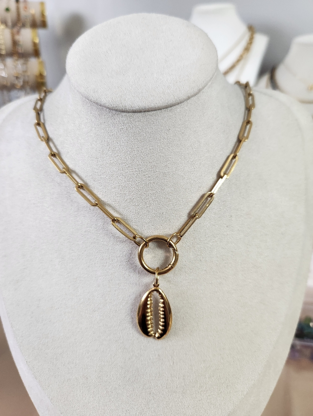 Cowrie Seashell Charm Necklace
